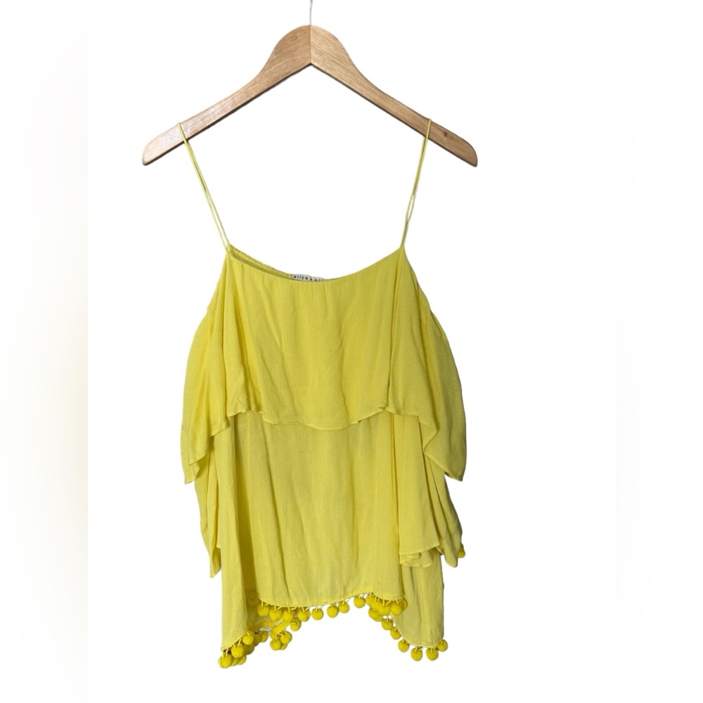Alice + Olivia Yellow off shoulders summer vibe earthy cottagecore top